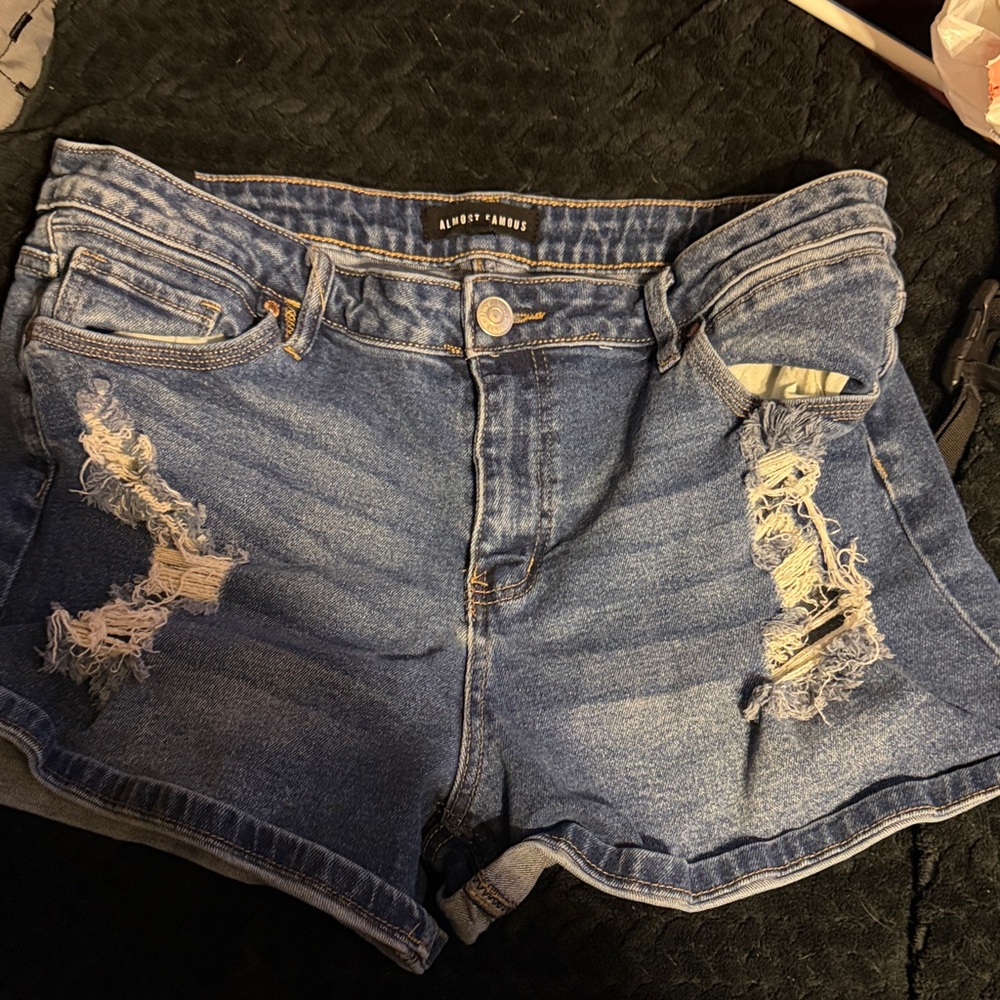 Almost Famous Distressed Blue Jean Shorts